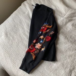 H&M navy blue embroidered sweater